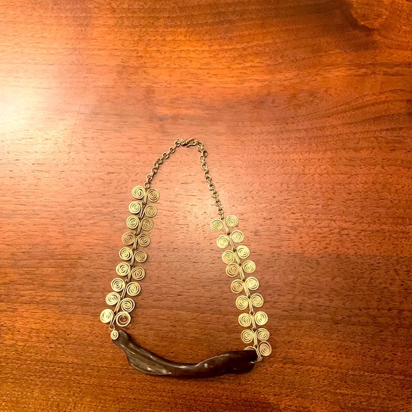 Silver statement, with brown wood - Picture 3 of 4